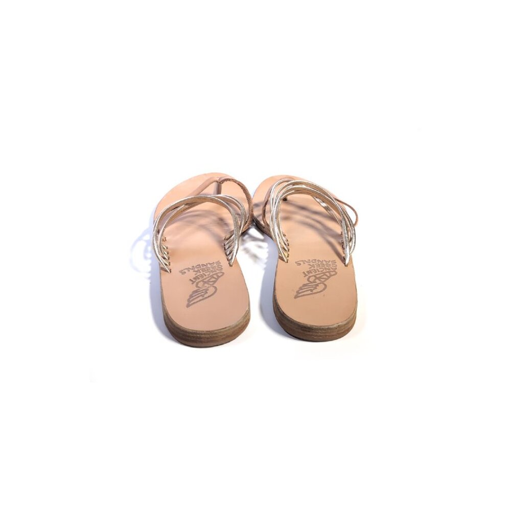 Ancient Greek Sandals Tan & Gold Leather Slide Sandals Eur 39 | US 8 - Picture 9 of 11